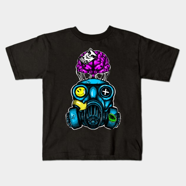 Gas Mask Kids T-Shirt by fakeface